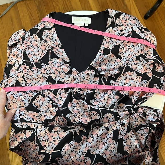 ANTHROPOLOGIE Caballero Pink & Black Motif Floral Wrap Long Sleeve Dress Large - Picture 13 of 15